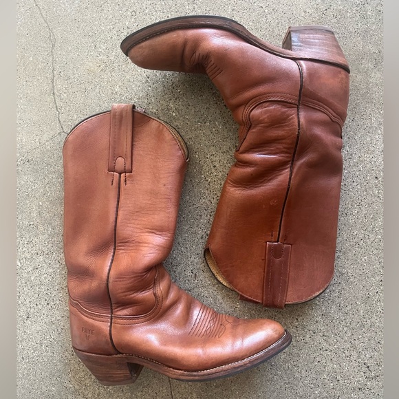 FRYE AND CO. Vintage Tan Leather Western Boots Refurbished - Picture 1 of 6